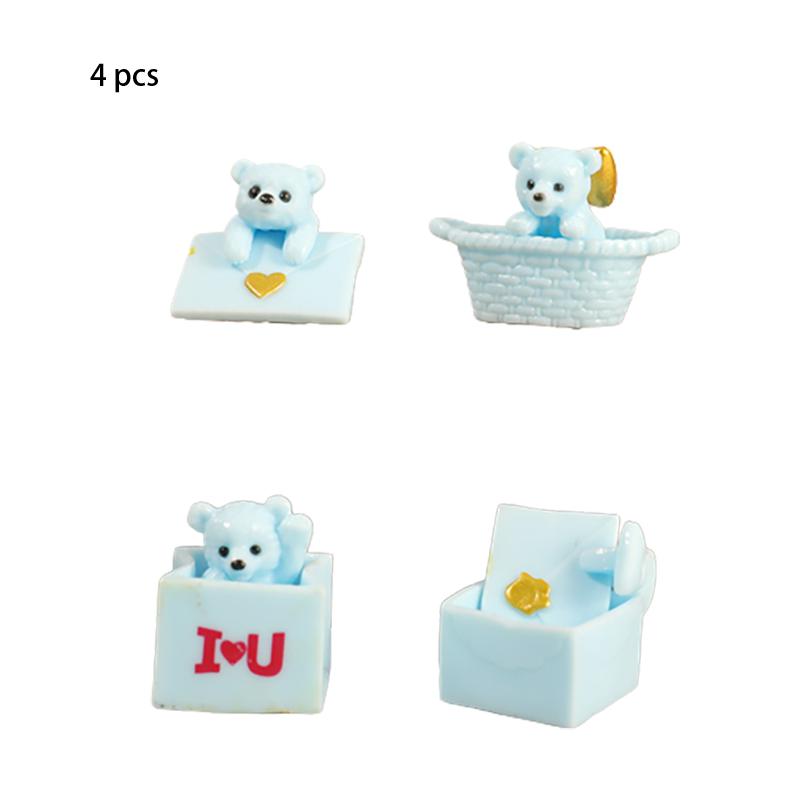 

Bear 4 Pcs Figure Pvc Home Decoration Birthday Presents Blue White Brown Pink синій
