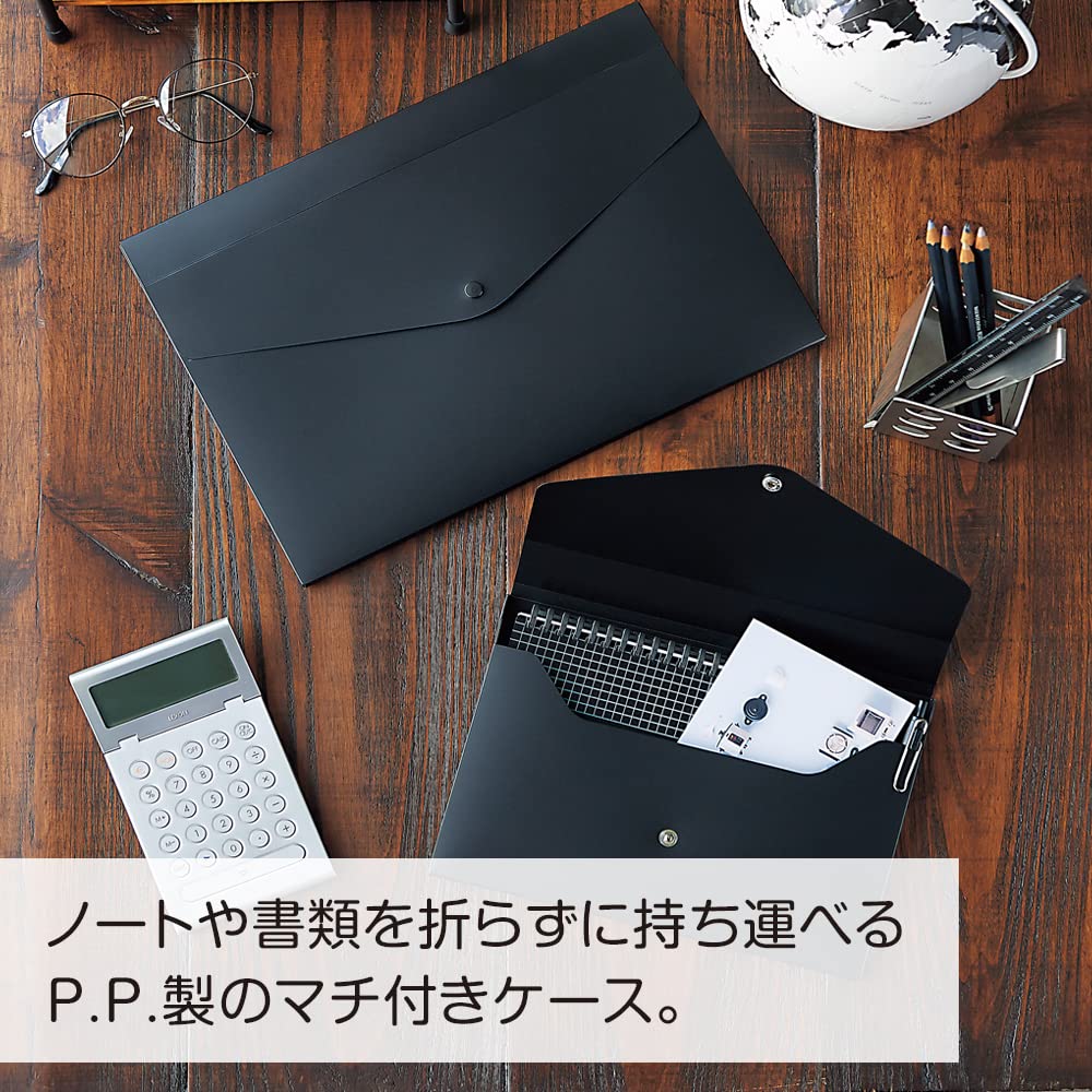 LIHIT LAB Noir x Noir Umschlag A5095 Hülle, A4, Schwarz,