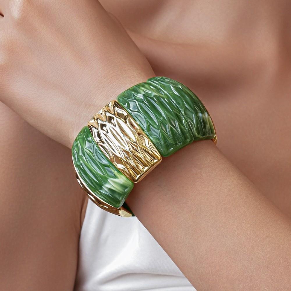 Bohemian Acrylic Bangle Smudging Retro Hand Ring Creative Irregular Wide Bracelet  Decoration