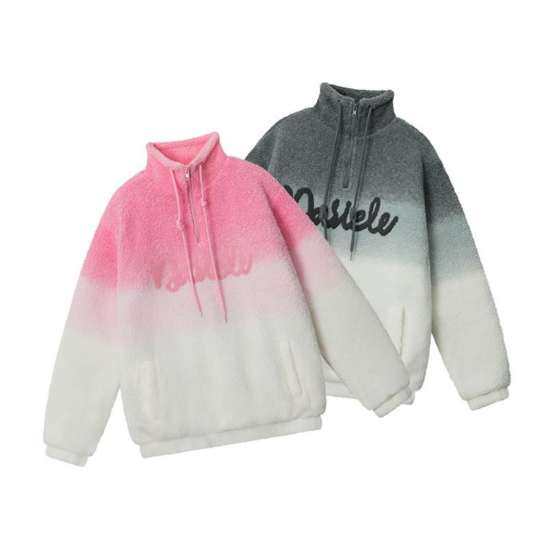 HeyHenry Gradient Fleece Sweatshirt Couple Thick Casual Loose Top Teens