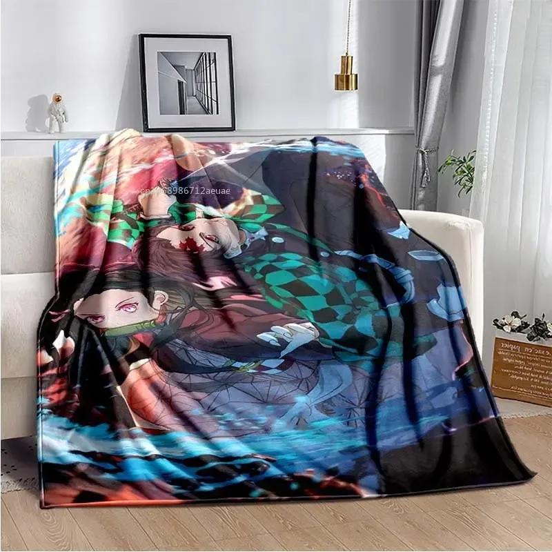 Anime Demon Slayer Kimetsu no Yaiba Fleece Blanket Nezuko Kamado Tanjiro Kamado Soft Bedding Bedspread Sofa Warming Cover