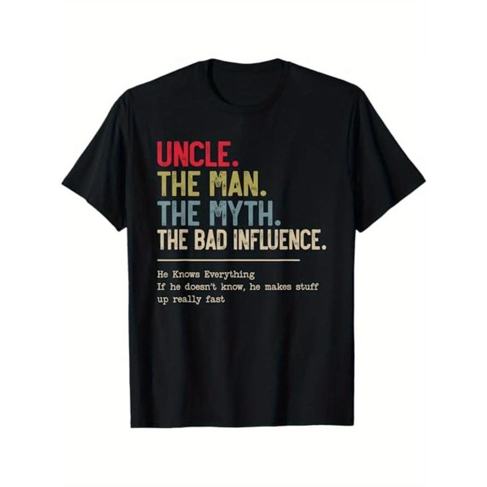 

European Sizes Funny Uncle Myth Funny Influence Graphic T-Shirt - Casual Round Neck Tee Suitable for Christmas Gifts, Thanksgiving, Family Events XXXXXL