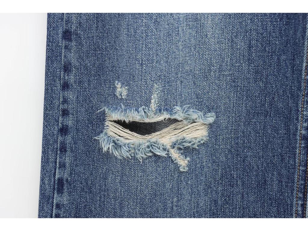 2025 Spring Women's High-Waist Ripped Denim Jeans: European & American Style