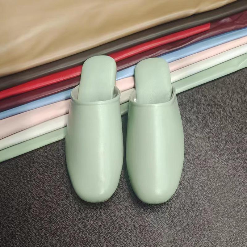Spring & Autumn Lambskin Leather Slippers - Japanese Style Indoor Couple Slippers for Home & B&B Vacations