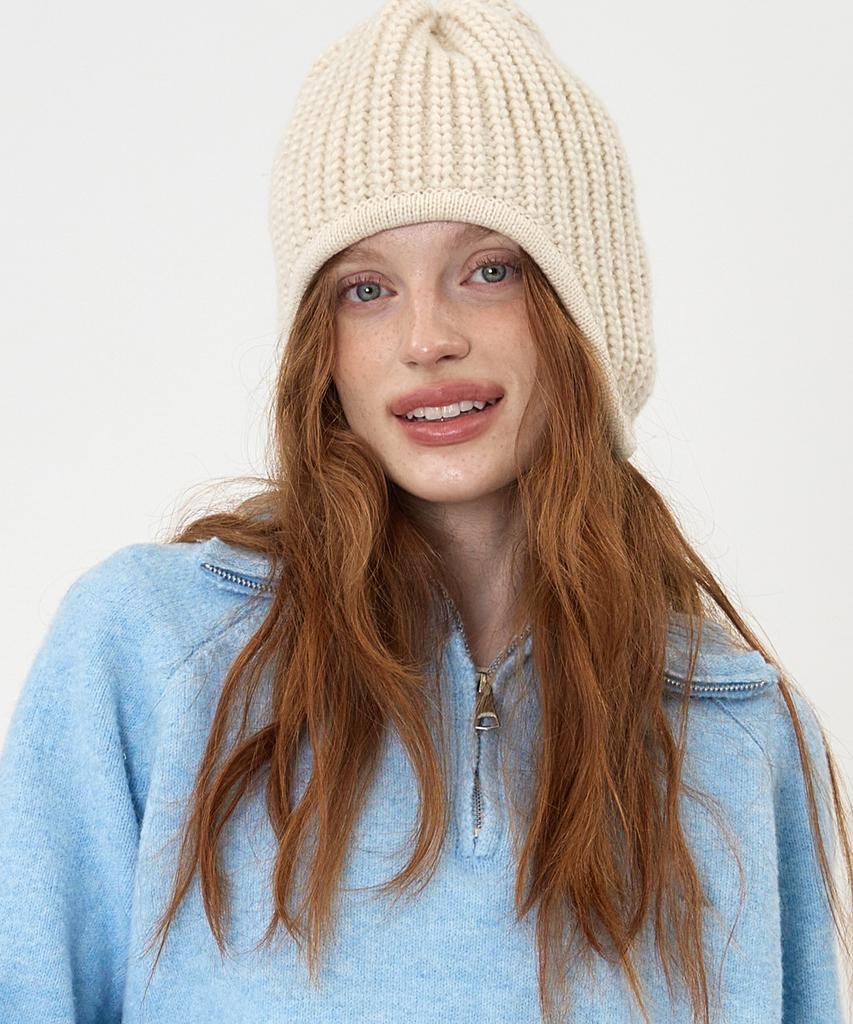 THE-ABON Snow Earflap Knit Charcoal