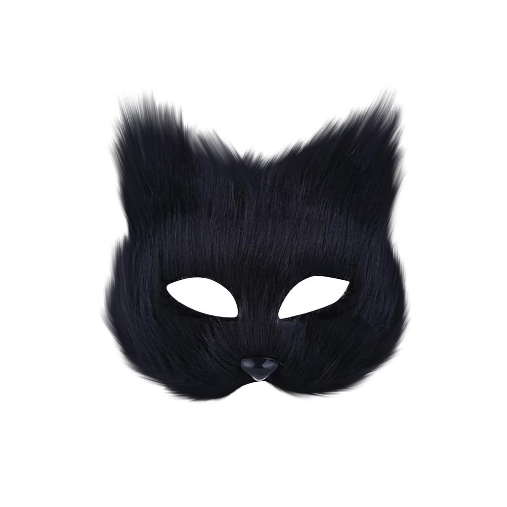 Animal Cat Fox Mask Halloween Cosplays Make-Up Costume Accessories Faux Furs Half Face Mask Performance Props Animal Mask