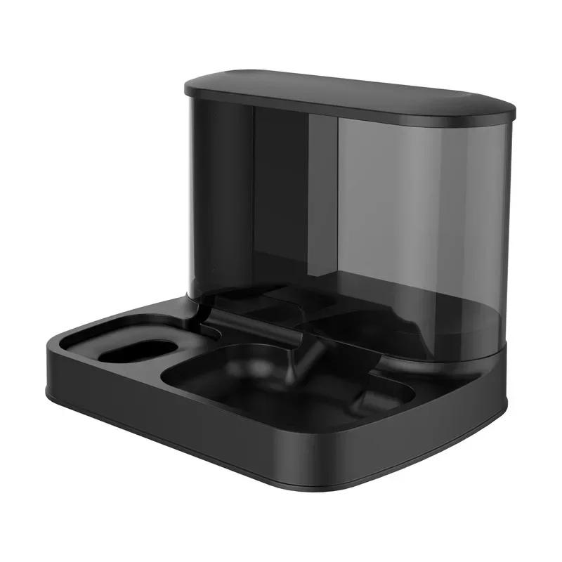 

For 2 In 1 Pet Automatic Feeder Dry Food Storage Container Large Plastic Visible Pet Water Fountain Automatic Pet Food Dispenser чорний