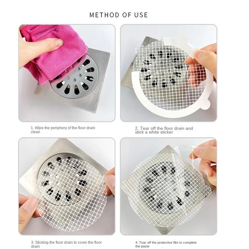 Disposable Hair Drain Catcher Mesh Anti-blocking Filter Floor Drains Sticker Shower Cover Kitchen Bathroom Sink Strainer Stopper