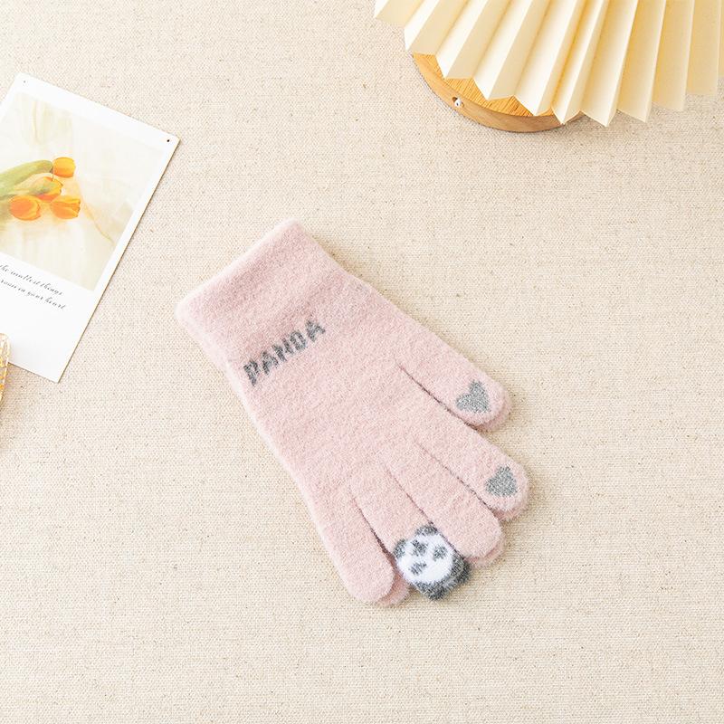 Women's Winter Gloves - Cute Fleece-Lined Warm Touchscreen Cycling Gloves with Five Fingers