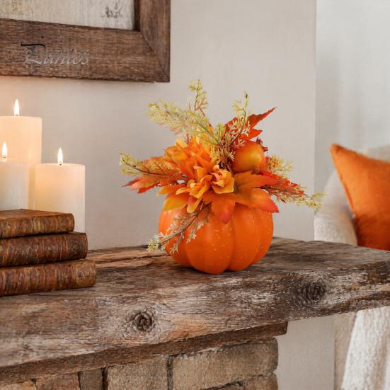 Urlaubsparty Tischdekoration Herbstkürbis Ornament, Künstlicher Schaumstoff mit Blume, Ahorn Innen Halloween Akzente Blätter, Beere für Herbsternte