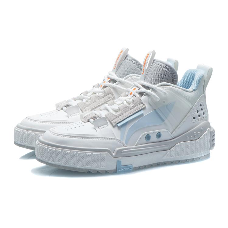 Li Ning NO.258 New Journey Non slip Lightweight Mid top Skateboard Shoes Women's Blue AGCR312-2