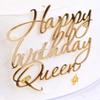 Gold Silber Acryl Kuchenaufsätze Dekorationen Happy Birthday Königin Prinzessin für Mädchen Geburtstagsparty Dessert Buchstaben Dekoration