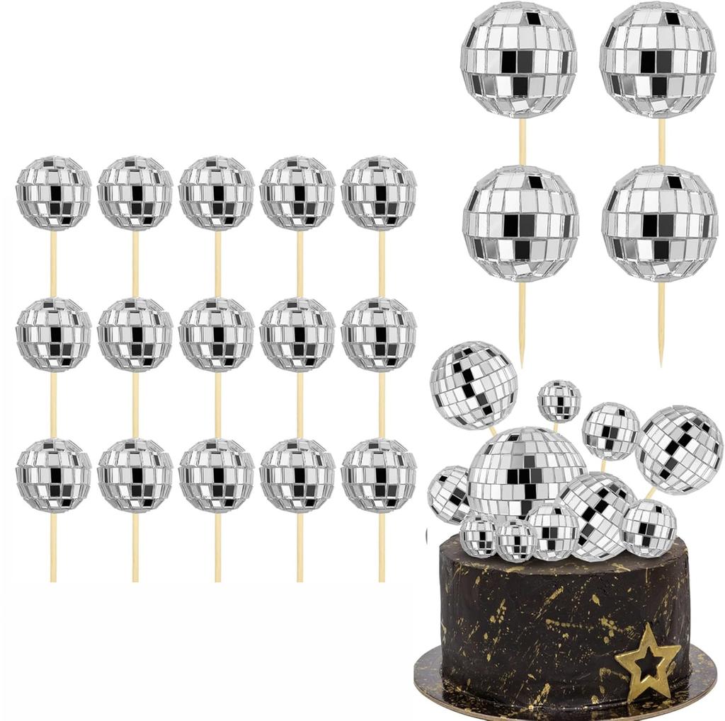 Party Decoration Foam Disco Party Ornament DIY Disco Ball Glass Reflective Mirror Ball For Cake