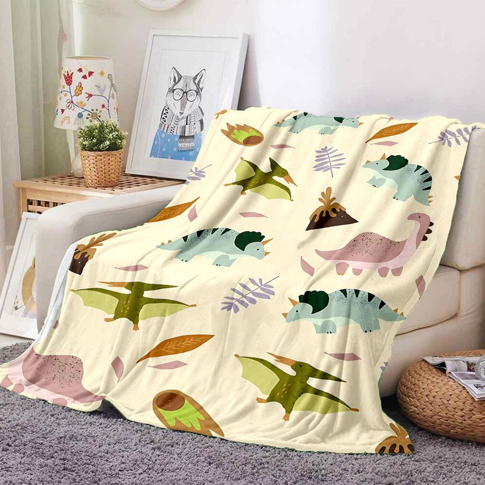 1pc Dino World Lightweight Flannel Blanket, Comfortable and Warm Blanket, for Office and Camping Sofa Bed, Livingroom069