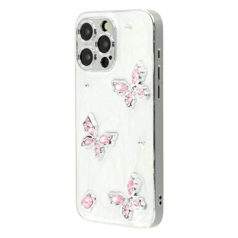 For iPhone 14 Pro Case WANLONFENG Electroplated Epoxy TPU+Acrylic Phone Cover with Tempered Glass