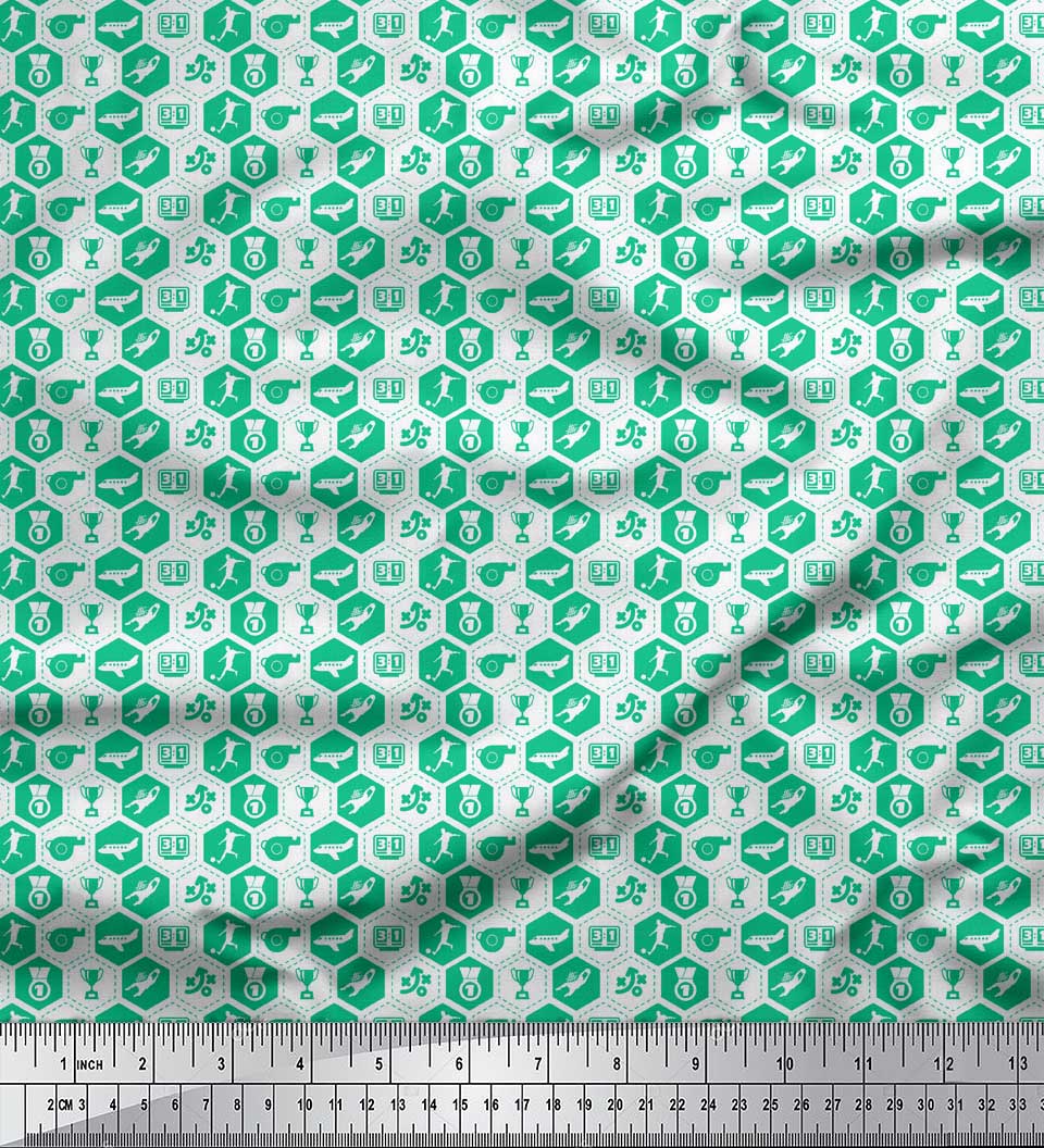 

Soimoi Black Japan Crepe Satin Fabric Airplane,Trophy & Geometric Symbol Decor Fabric Printed metre 42 Inch 42 Inch Wide - Poly Crepe зелений