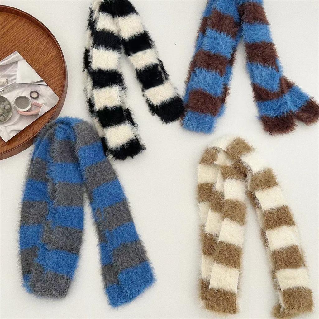 Fashion Striped Scarf for Winter Autumn Knitted Thin Neck Scarf for Women Outfit All Matching Casual Formal Long Scarf