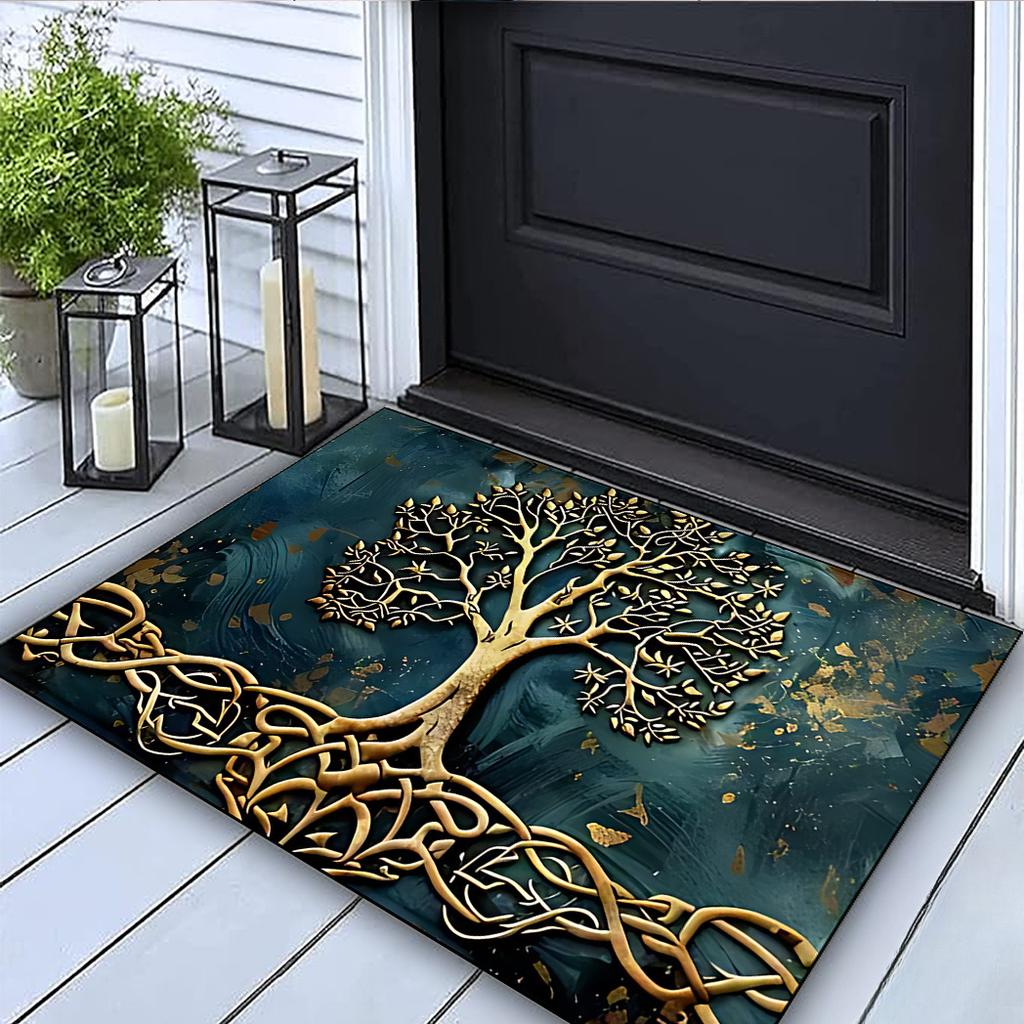 Retro Tree of Life 2D Printed Door Mat Living Room Bedroom Entrance Carpet Indoor Decorative Carpet