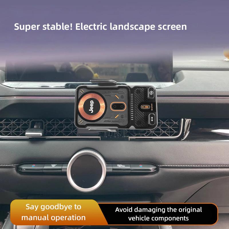 Cup Holders Car Phone Wireless Charger Holder 360° Rotation Mount For Jeep Renegade Wagoneer Avenger Recon Wrangler JK Gladiator