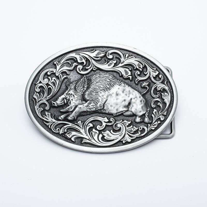 Trendy Wild Boar Leather Hip Hop Western Cowboy Belt Buckle