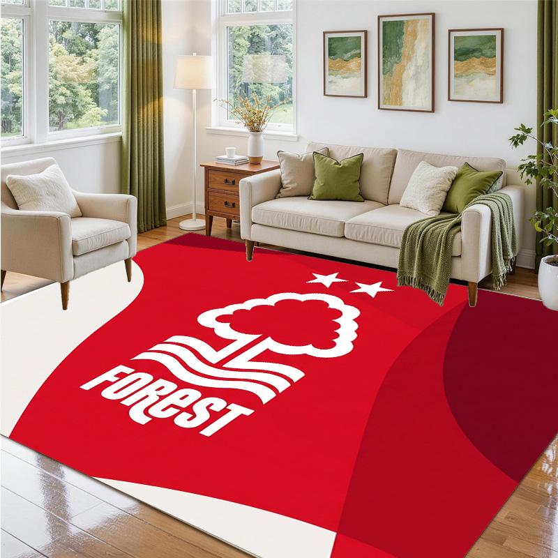 Nottingham Forest Football Design Crystal Velvet Rug Soft Decorative Mat for Bedroom Entrance