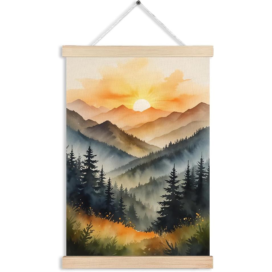 RYVJU Traditional Japanese Temple Wall Art Poster Hanger Frame, Japanese Room Decor, Asian Spiritual Nature Landscape Wall Decor Canvas Prints for