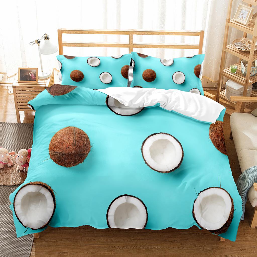 Coconut Duvet Cover Set Coconut Tree Pattern Quilt Cover for Boys Girls Kids Bedroom Decor Double Single Size Comforter Cover