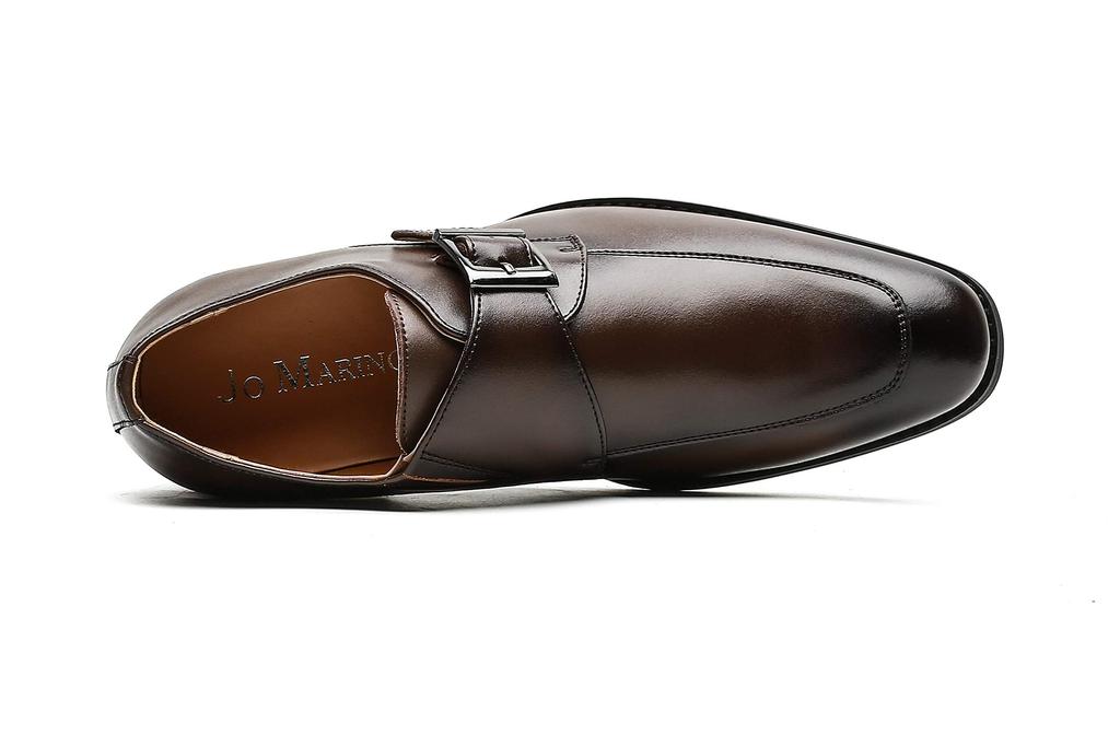 Jo Marino Genuine Leather Men's Monk Strap Dress Shoes with Non-Slip Design, Size 7772 (Dark Brown, Japanese Shoe Size, Adult, Numeric, 3_e, 25.5 cm)