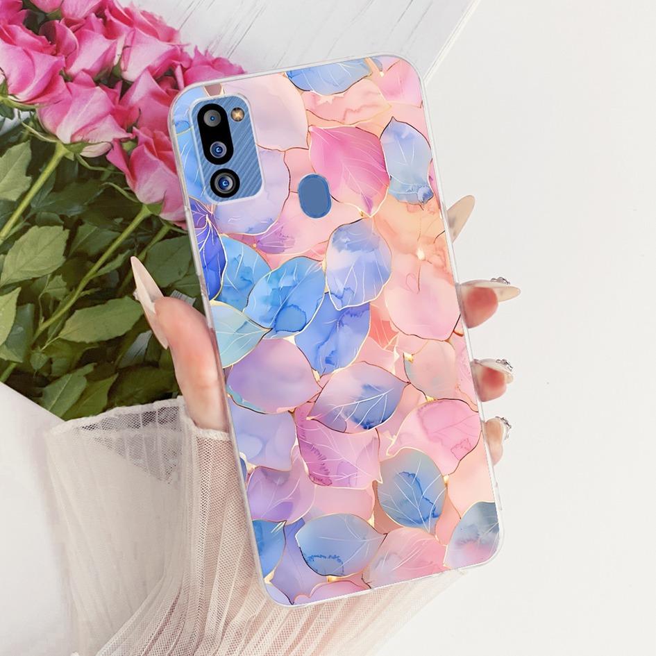 For Cover Samsung Galaxy M21 2021 Phone Case SM-M215G Shell Fashion Flower Soft Silicone Clear Cover For Samsung M21 2021 Fundas