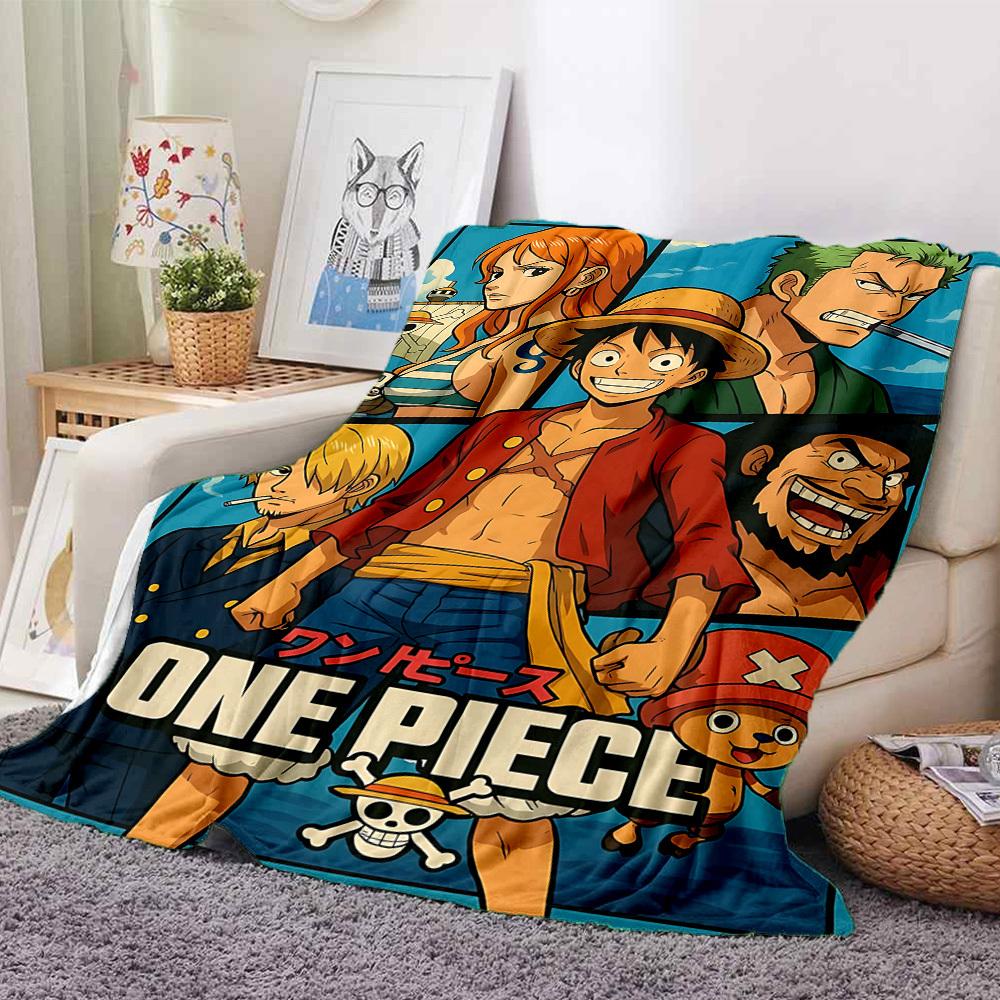 1pc ONE PIECE Flannel Throw Blanket HD Printed Lightweight Soft Warm All Season Blanket for Sofa, Bed, Travel, Camping Machine Washable
