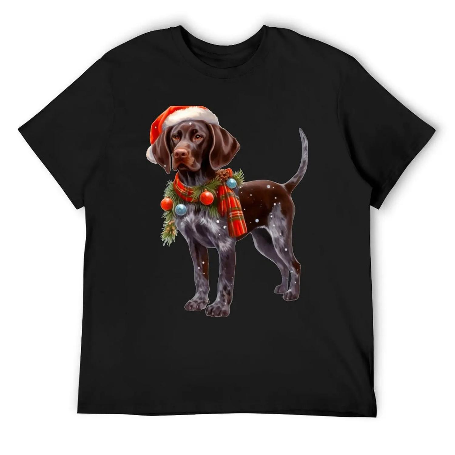 Christmas German Shorthaired Pointer Dressed for Christmas - GSP Christmas Painting T-Shirt XXXXXL чёрный