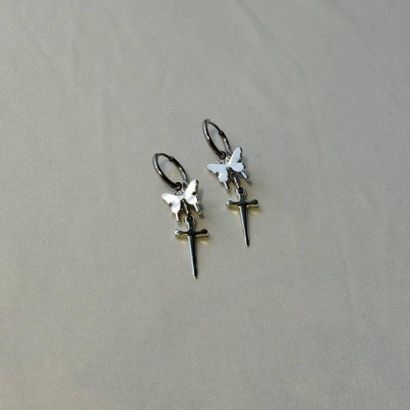 Gothic Butterfly Dagger Earrings