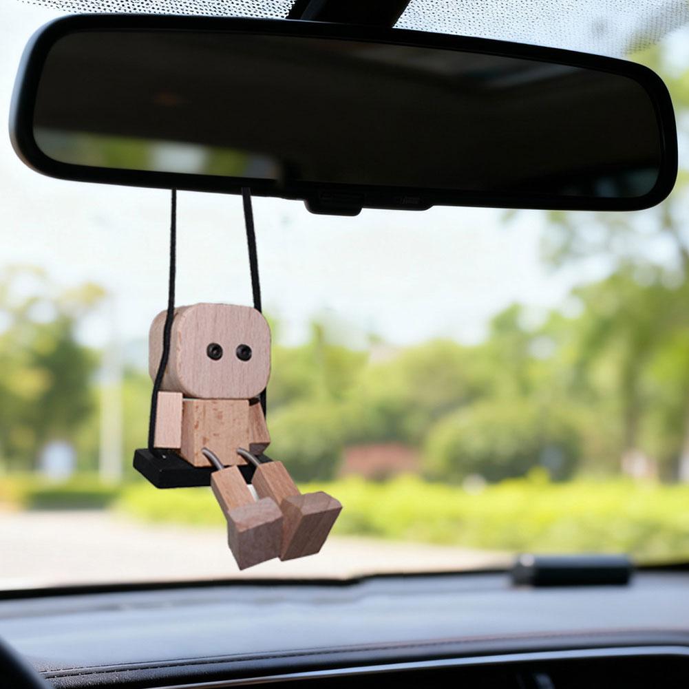 1pcs Shaking Wooden Man Figurine Funny Bobblehead Car Creative Nerdy Accessories Car Decor Dashboard Dolls Ornaments Little M6Y3