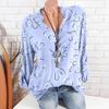 Explosive 1116 European and American Popular Women's Clothing, Printed V-neck Loose Large-size Shirt, In Stock.