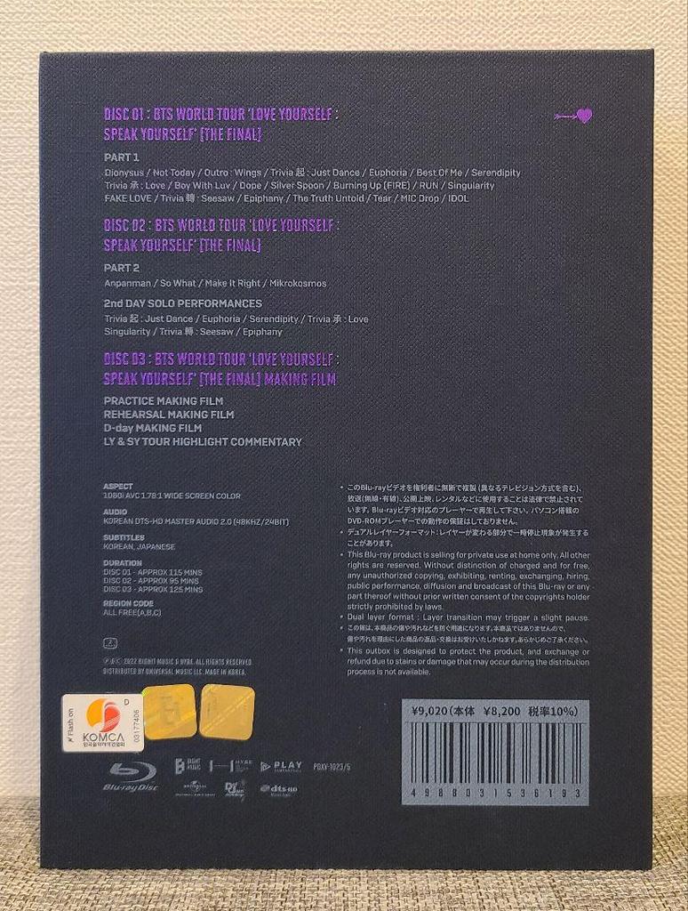 [USED] BTS WORLD TOUR LOVE YOURSELF Blu-Ray