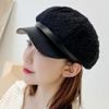 Autumn Winter Women Girls Octagonal Baseball Hat Wool Thicken Beret Warm Winter Cap