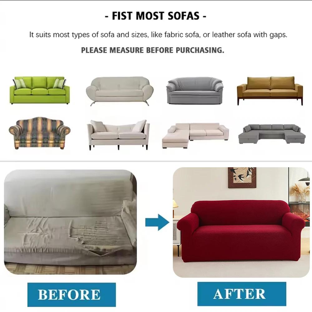 Jacquard Sofa Slipcovers Water Ripple Pattern Sofa Couch Cover Non-slip Dustproof Furniture Protector for Living Room Home Decor