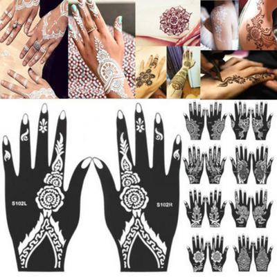 1 Adet Hindistan Kınası Geçici Dövme Stencil Tek El DIY Vücut Sanatı Çıkartması