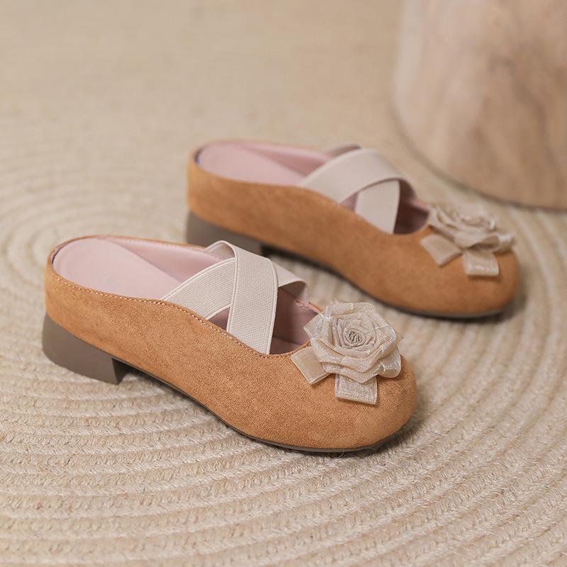 Small Inner Height Increase Bag Head Half Slippers Women's 2025 New Summer Wear a Pedal Sandals Mary Jane Single Shoes