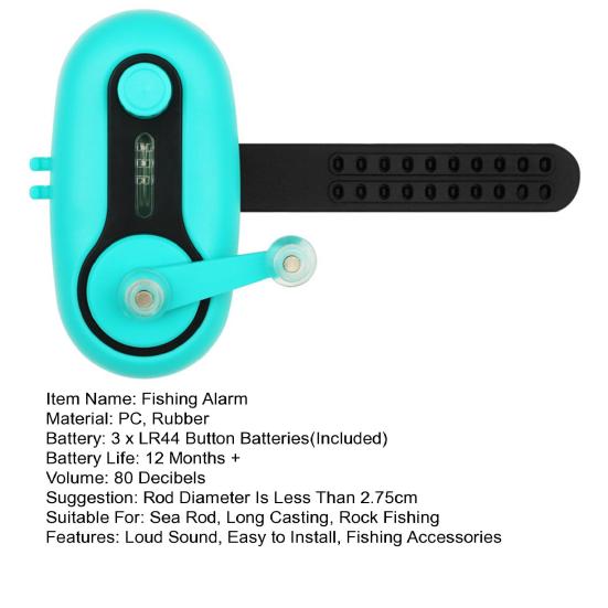 Electronic Fishing Bite Alarm Buzzer Light Adjustable Strap 80dB Night Fishing Rod Alert Light Sensitive Electronic Bite