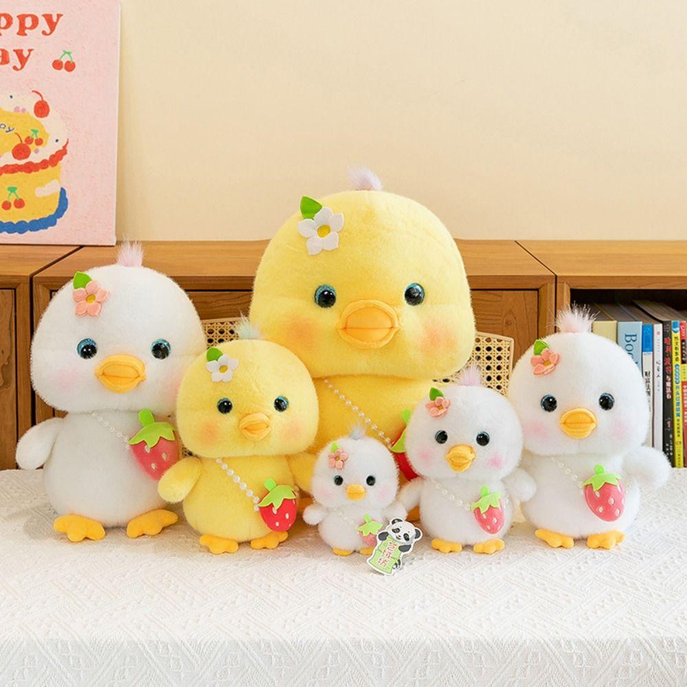 3d Eyes Pressing Music Duck Plush Toy Hairy Yellow Duck Plush Doll Friends Birthday Gifts