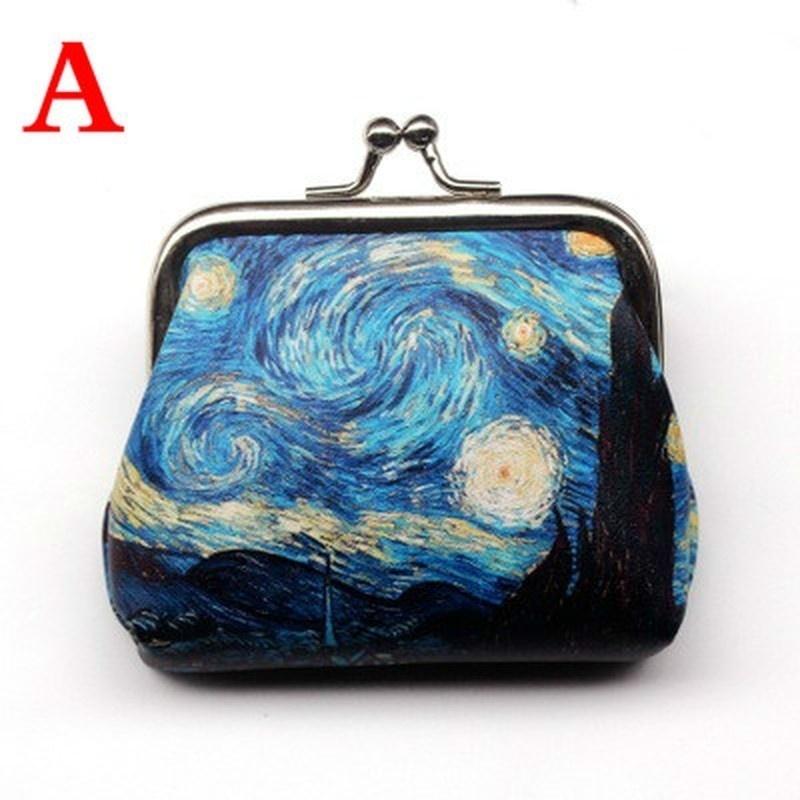 Retro Creative Printing Ladies Purse Student Buckle Coin Dumplings Small Wallet Wedding Candy Bag Gi