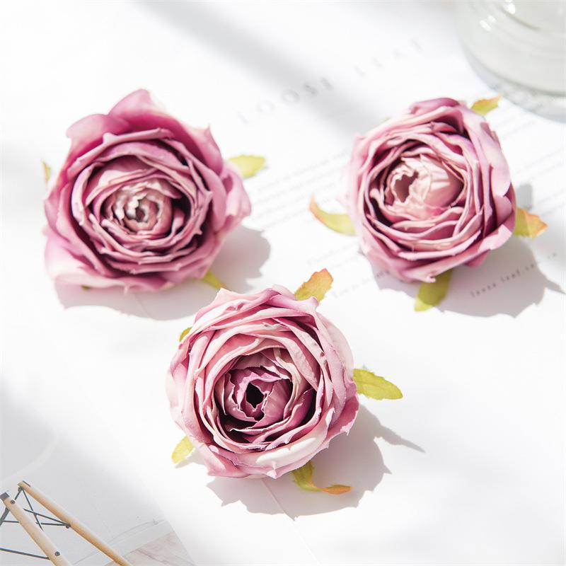 Große gerollte Kanten Rosenkopf Handgemacht DIY Künstliche Rosen Blumen Schößchen Hochzeitsblume Künstliche Requisiten Dekoration Kunstblumen