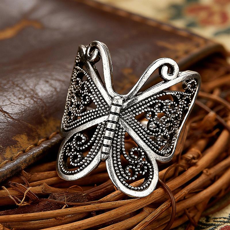 Huitan Hollow Butterfly Ring for Women Anti CopperColor Animal Accessories for Wedding Party Fashion Lady Daily Metal Jewelry