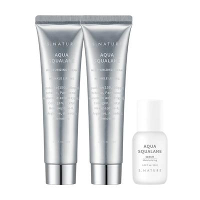 S.NATURE Aqua Squalane Moisturizing Cream Set (60ml*2 + 10ml Serum)