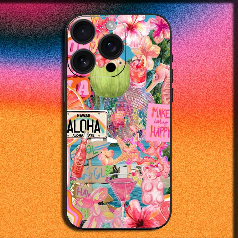 

Vibrant Travel Collage Art Amalfi Italy Aloha Summer Style Phone Case for iPhone 17 16 15 14 13 12 11 Series Pro Max Plus iphone 16 Plus