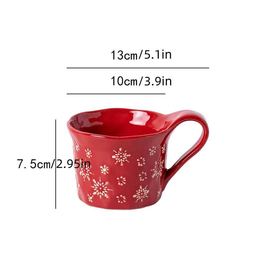 

Рождественская серия Посуда Рельефная тарелка Красный узор снежинки Тарелка для стейка Западное блюдо Простая керамическая десертная миска Кружка