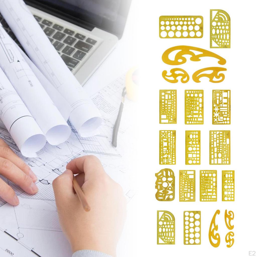 Landscape Templates Ruler Set Drainage Drafting Tools Measuring Symbols Orange Stencil for bathroom