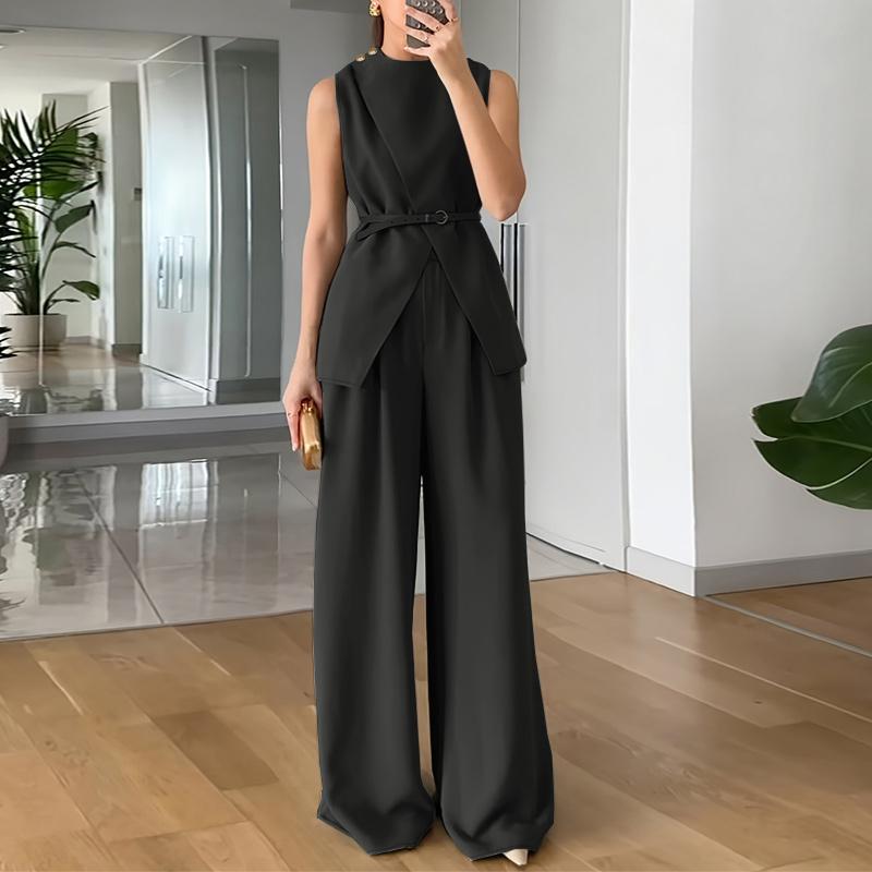 ZANZEA Women Sleeveless Vest Tops and Pants Casual Two Piece Suit Sets