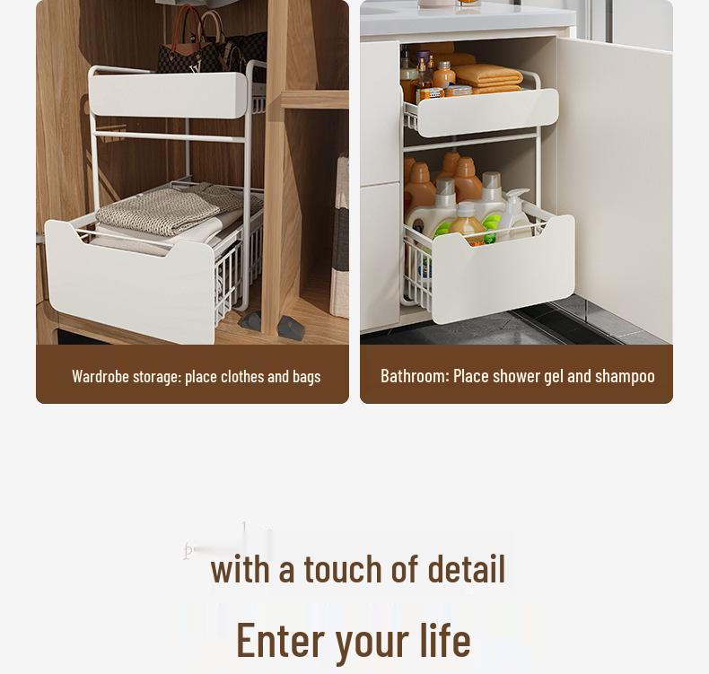 Estante para Fregadero de Cocina Multifuncional con Cestas Extraíbles y Almacenamiento para Especias